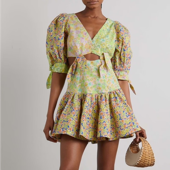 ALÉMAIS Women's Daisy Spliced Mini Dress in Multi Color - Picture 6 of 12